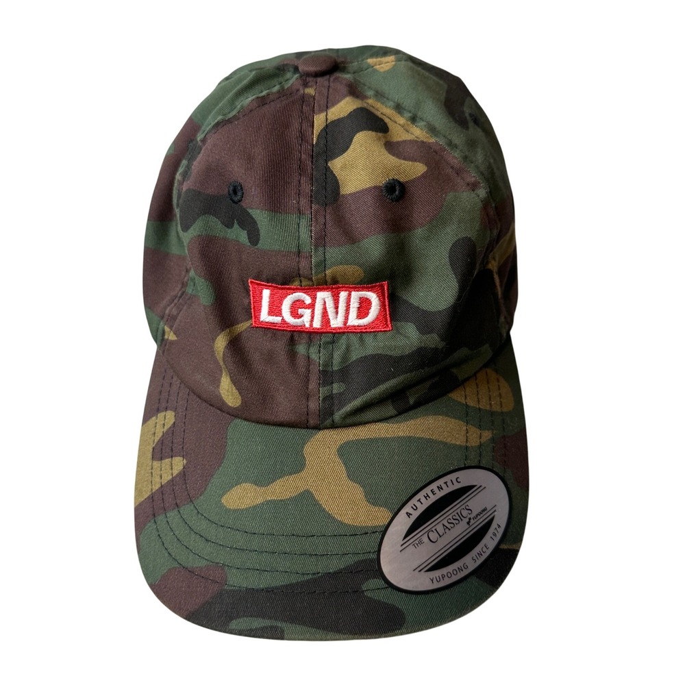 LGND Hat Mens OS Camo Yupoong The Classics Red Box‎ Logo Adjustable Baseball Cap